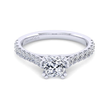 14KW Cushion Cut Straight Diamond Engagement Ring